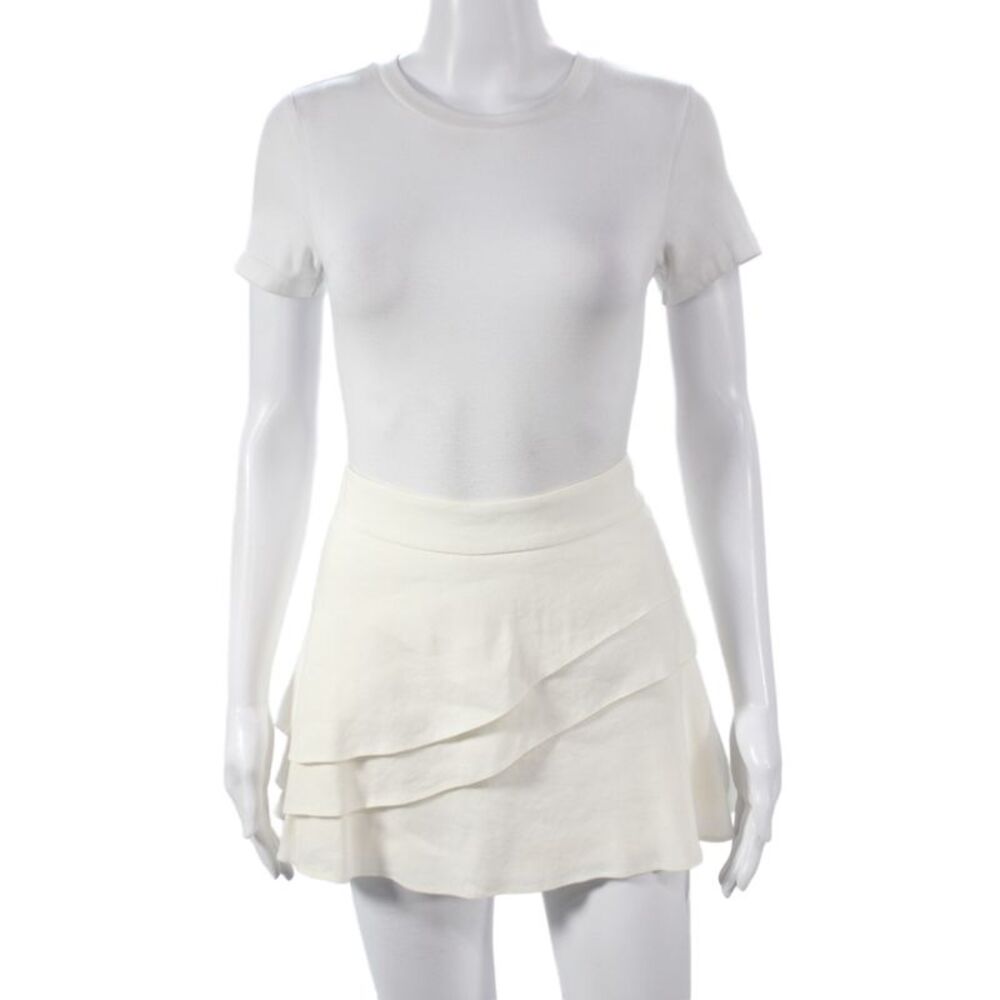 Alice + Olivia Womens Mini Ivory Linen Skort Zip Closure Size 6